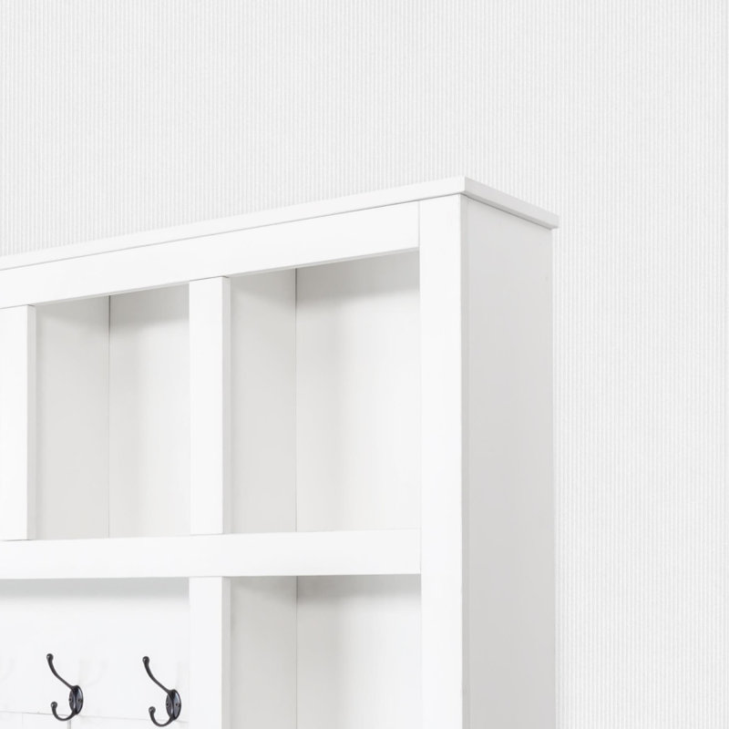 Arbre d'entrée de 59 po de largeur avec banc et rangement pour chaussures, Blanc