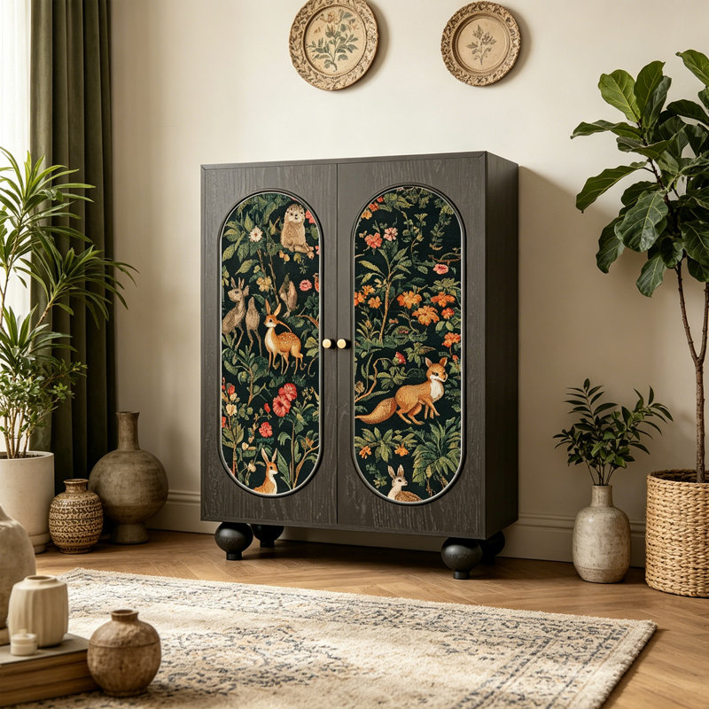 Armoire de rangement décorative en bois massif