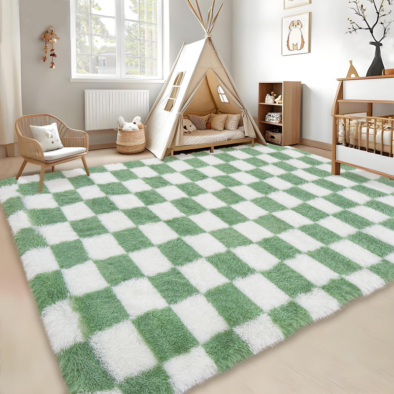 Abstract Rug Checkerboard Area Carpet Machine Washable Non-slip Stain Resistant Rugs for BedroomNurseryLiving RoomHome Office