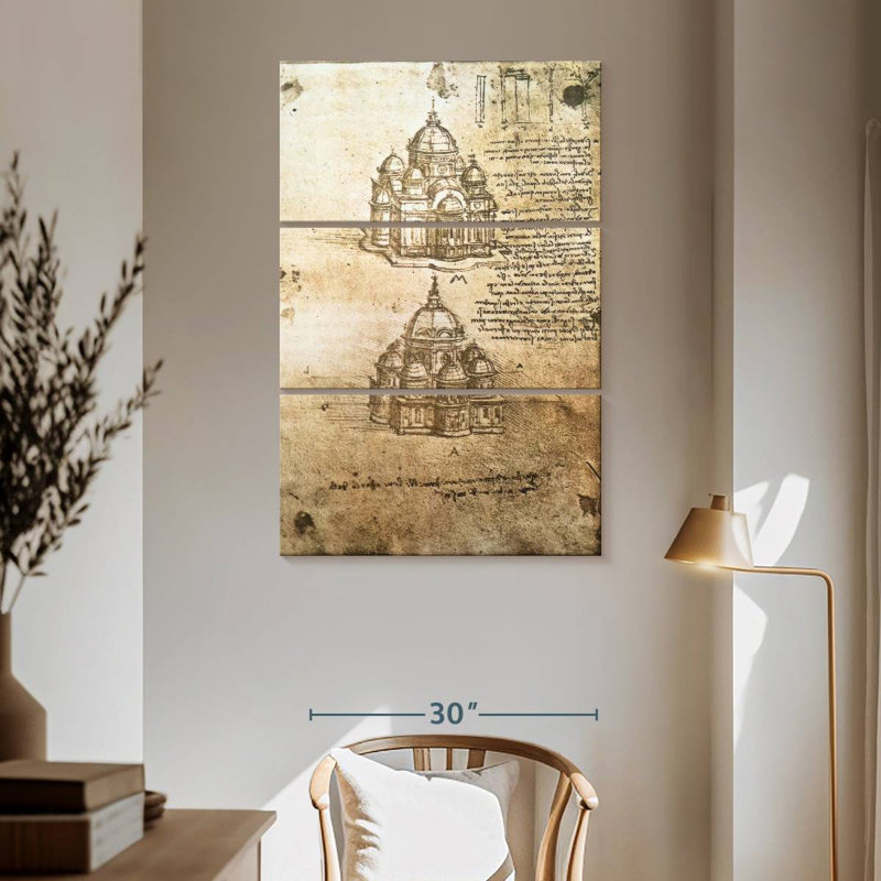 Adella Studies Of Central Plan Buildings, 65" H x 42" W