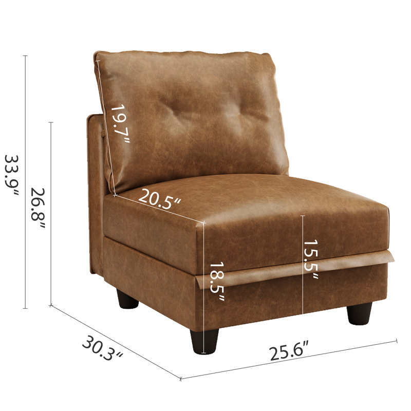 Modern Brown Faux Leather Armless Chair