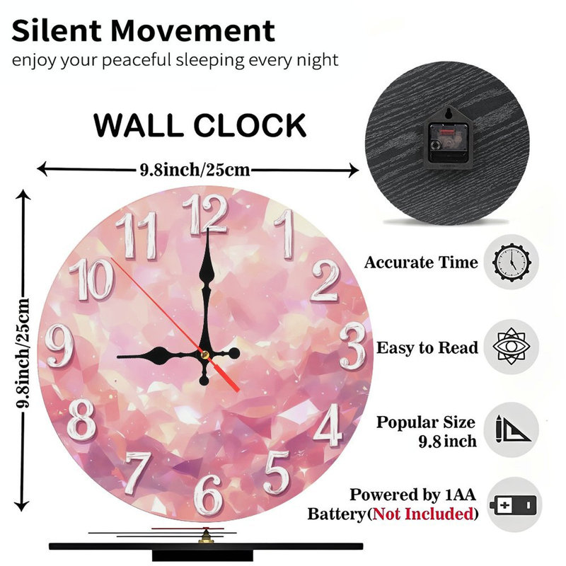 Horloge rose en cristal