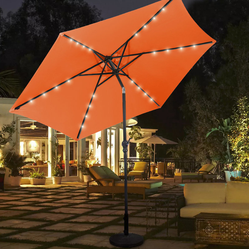 Parasol de marché éclairé 7 pi 6 po Fruiteam, Corail rouge