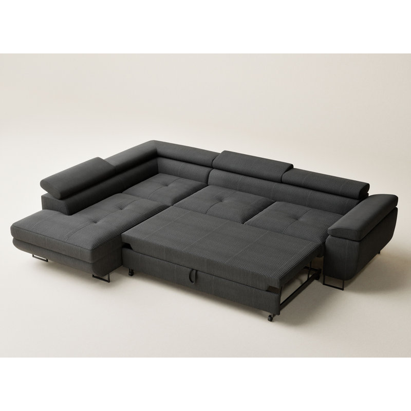 4 Seater Velvet Corner Sofa , Left Hand Facing, Anthracite