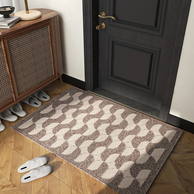 Tapis ondulé moderne Ripple, lavable à l'intérieur et à l'extérieur, résistant aux égratignures, brun