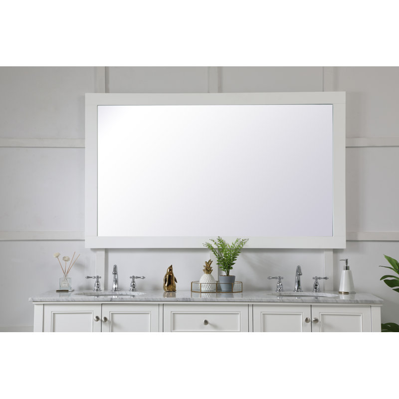 Metcalfe Solid And Engineered Wood Flat Wall Mirror, 36" x 60" , White