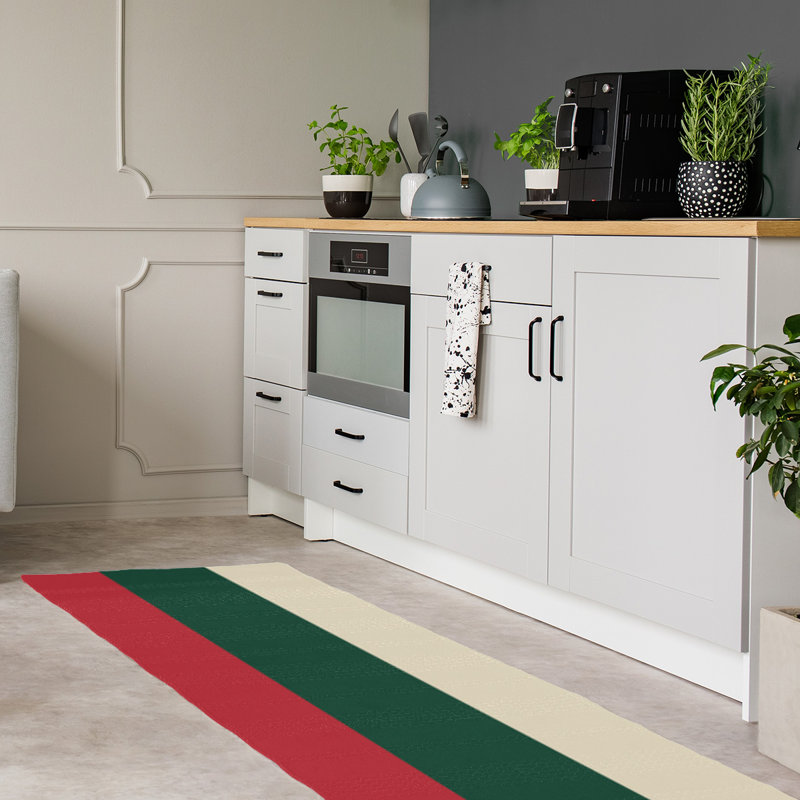 Vert forêt tissé à plat, Tapis de couloir 2 pi 6 po x 8 pi