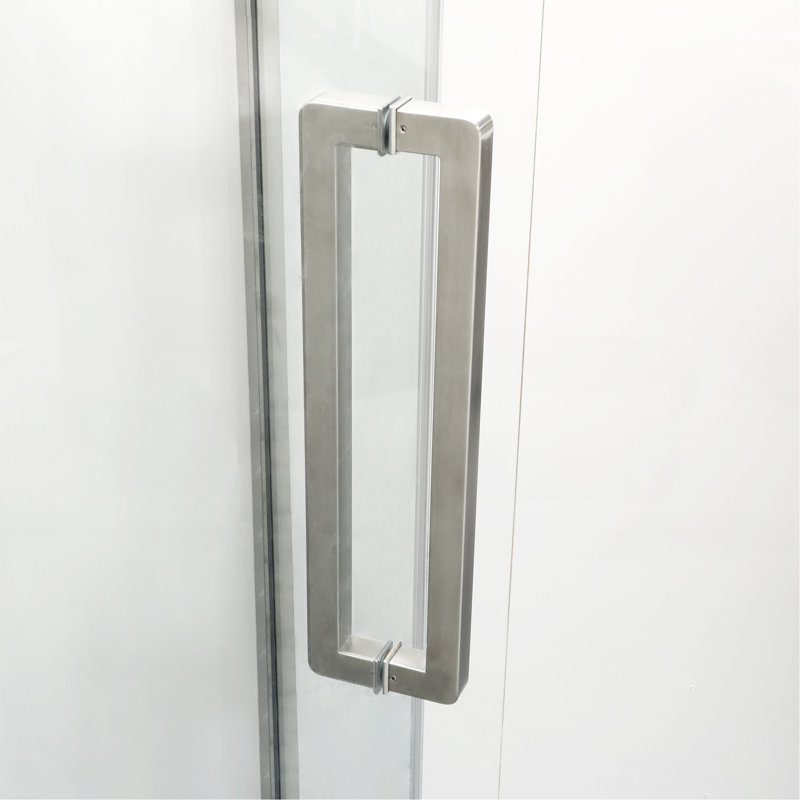 Shower Door 34-1/8" X 72" Semi-Frameless Neo-Angle Hinged Shower Enclosure, Brushed Nickel