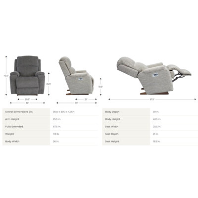 Dorian Power Rocking Recliner w/ Headrest and Lumbar