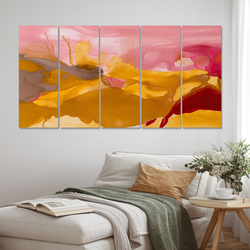 Connaissance des rêves, peinture harmonie II - reproduction sur toile abstraite - 5 panneaux égaux