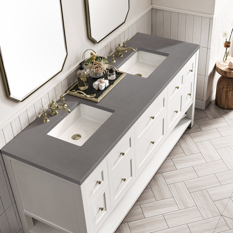 Breckenridge 72'' W Double Vanity, Bright White, Ethereal Noctis, 8" Widespread