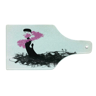 Planche à découper Ambesonne en verre trempé féminin avec robe et gris anthracite Boa