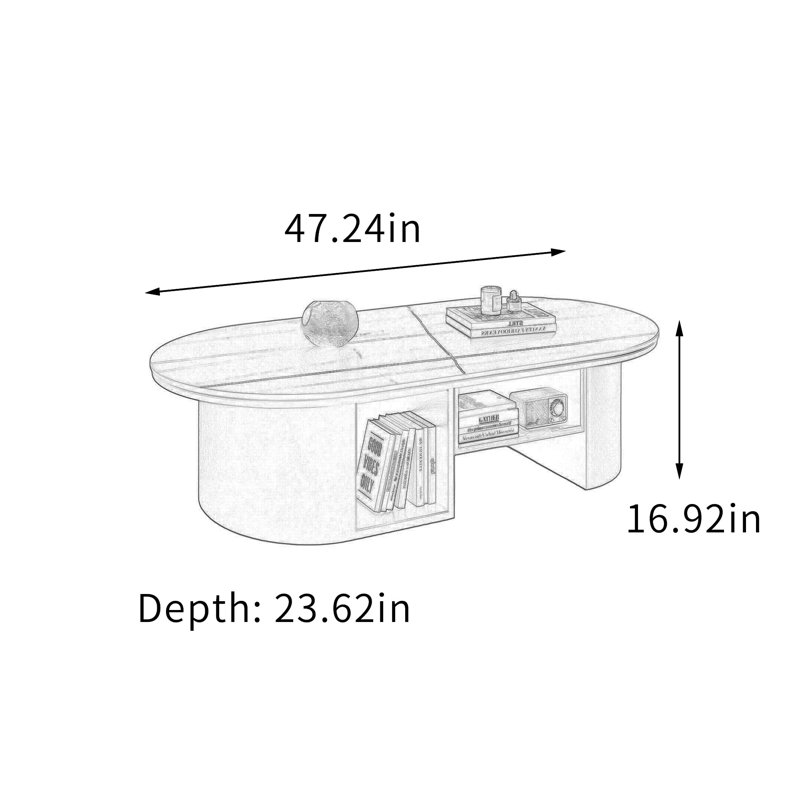 Table basse ovale en ardoise
