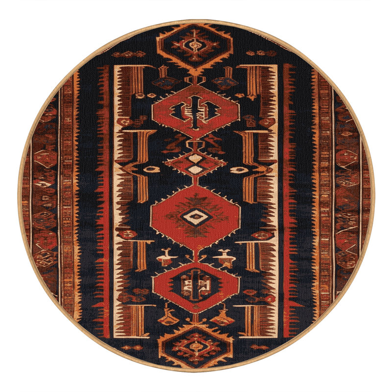 Tapis brun lavable à la machine, Rond 6 pi