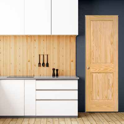 Slab Colonial 2-Panel Double Hip Unfinished Pine 80 in. x 28 in. with Jamb Kit