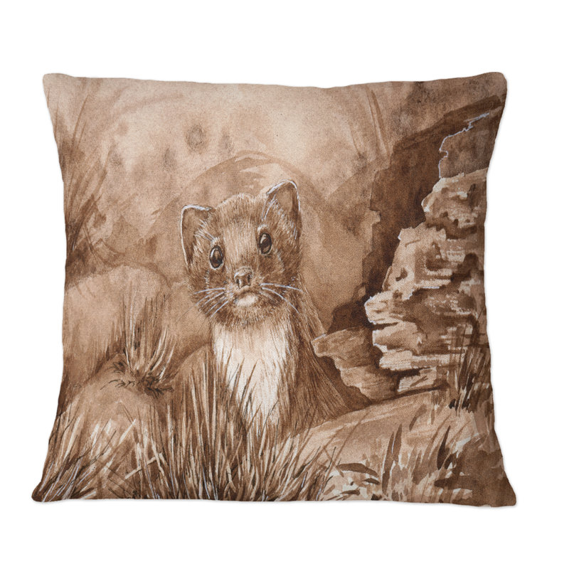 Coussin Wild Weasel In The Forest, 16 po x 16 po