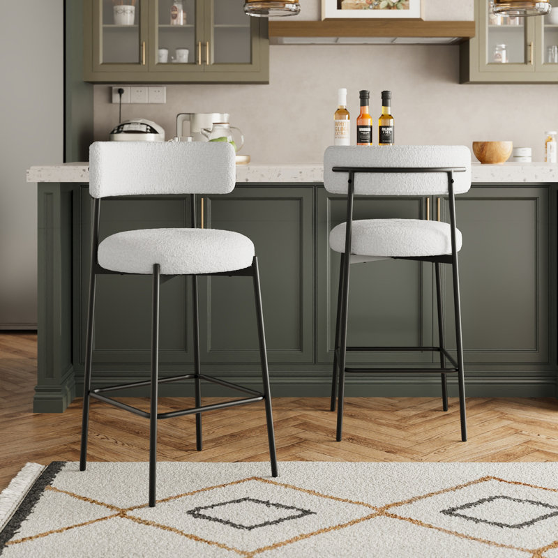 Caydan 98.5cm Upholstered Bar Stool with Metal Frame