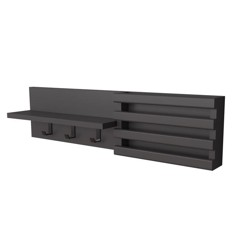 Meuble de couloir moderne, 100% bois de pin, couleur anthracite, 31,5 po x 7,9 po x 15,7 po | Conception murale durable, épaisseur de 0,71 pouce | Organisateur de vestibule élégant et fonctionnel pour la décoration intérieure