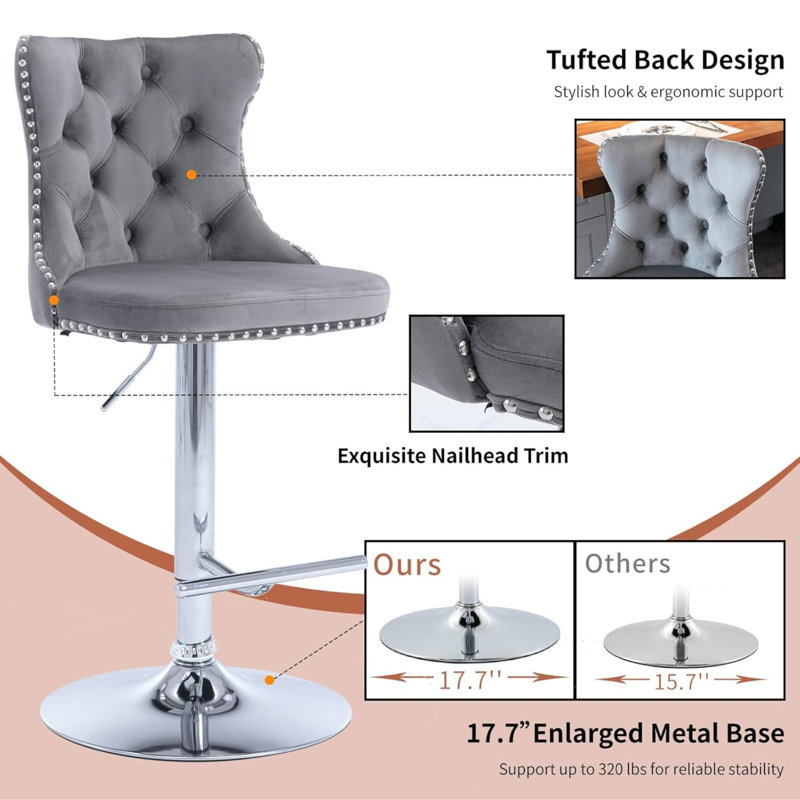 Tabourets de bar Kalinka, Argent, gris, 4