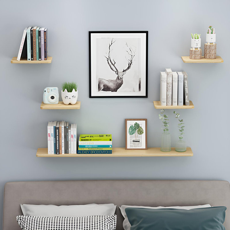 Solid Wood Floating Wall Shelf, 0.86" H x 39.37" W x 7.67" D