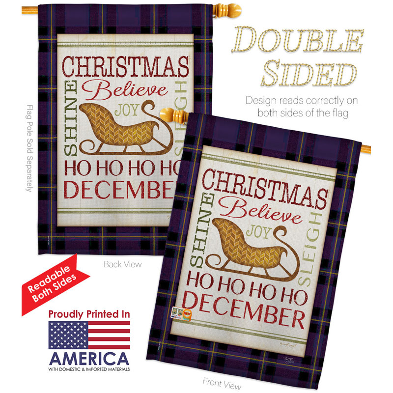 Double Sided 40'' H x 28'' W Polyester Christmas House Flag