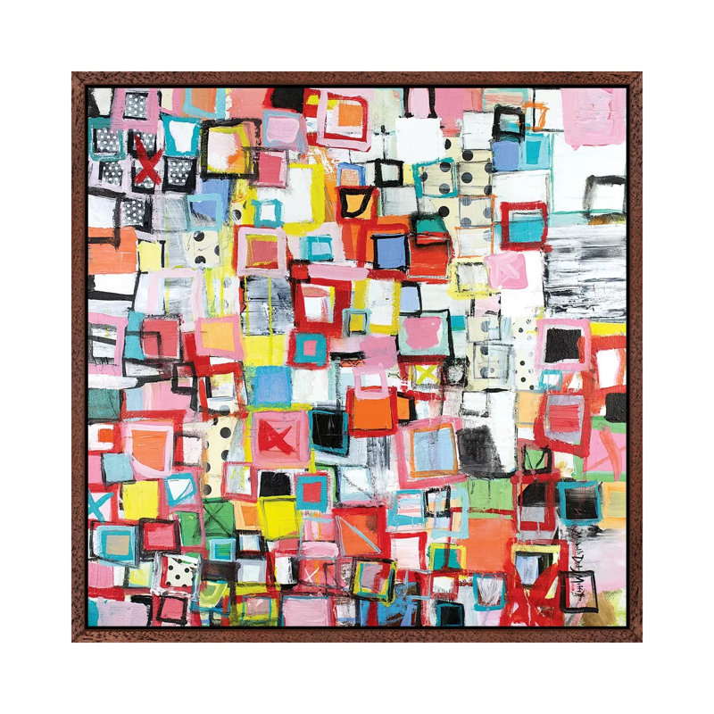 Connected by Michelle Daisley Moffitt - Painting on Canvas, Classic Brown Wood Framed, 45.72cm H x 45.72cm W x 3.81cm D