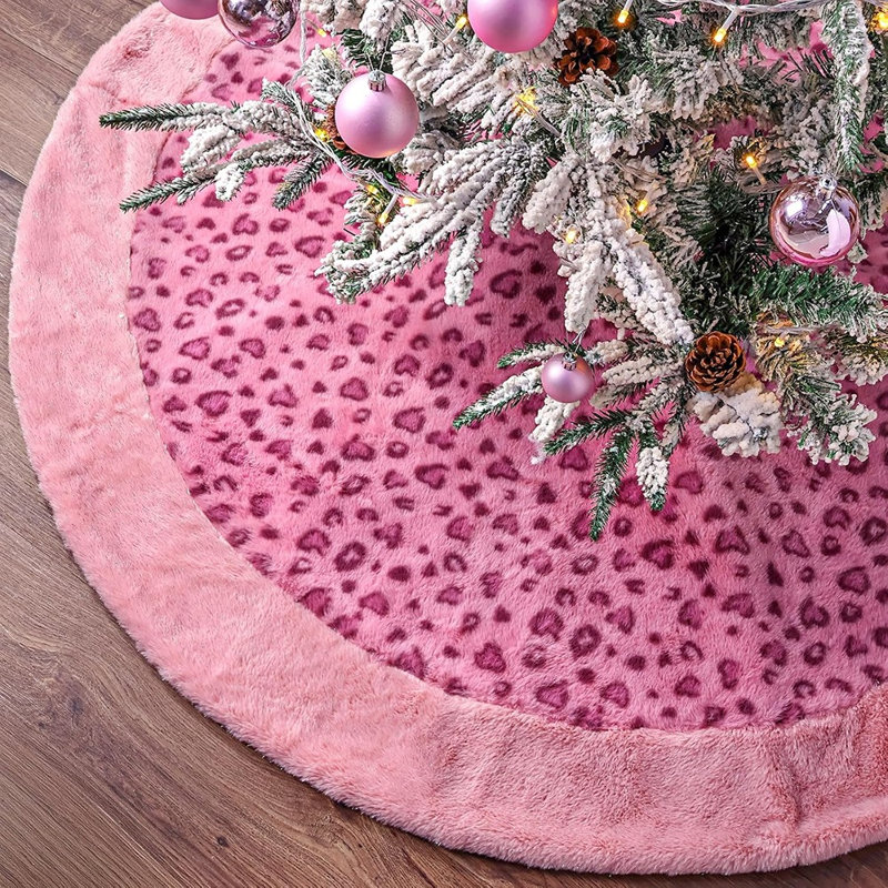 Pink Faux Fur Christmas Tree Skirt, Soft Luxe Holiday Decor