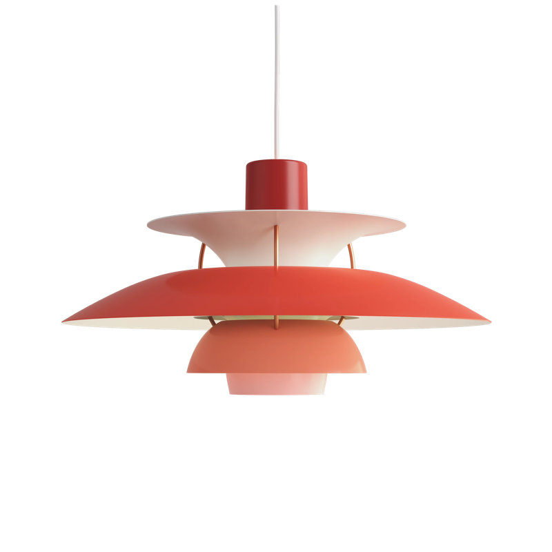 PH 5 1 - Light Pendant, 10.5" H x 19.5" W x 19.5" D, Hues of Red