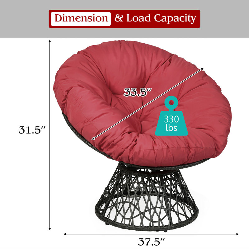 Fauteuil Papasan pivotant de l 37,5 po, Bourgogne