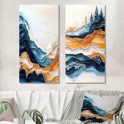 Serene Horizon in Summer Prairies - ensemble de 2 reproductions d'art mural en métal contemporain