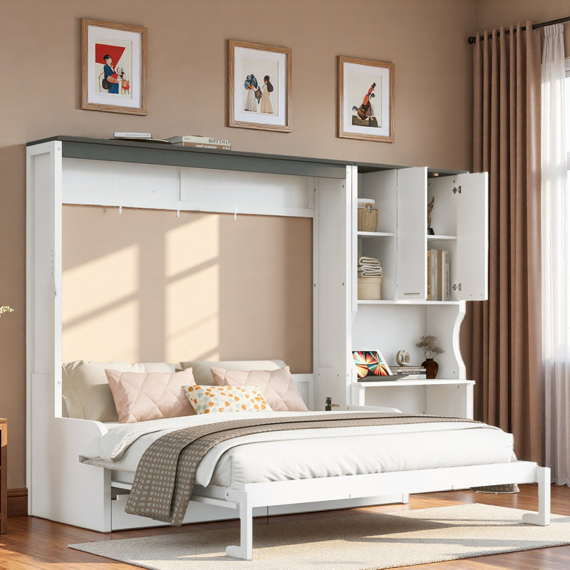 Lit escamotable avec canapé, bureau et armoire de rangement Murphy, Grand