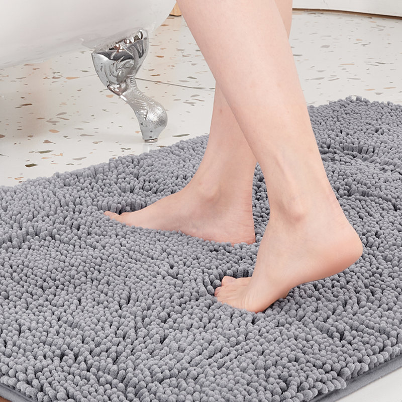 Porreca Non-Slip Bath Rug, Light Gray, 24" W x 44" L