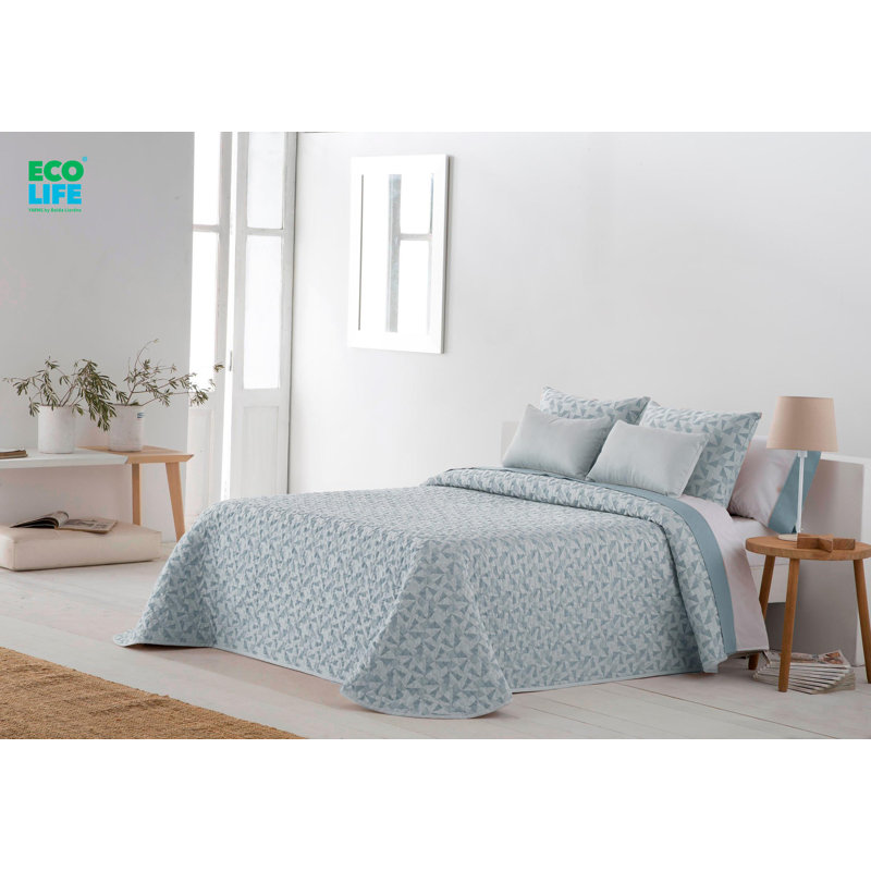 Turk Polyester No Pattern Bedspread, Blue, 235 x 270 cm