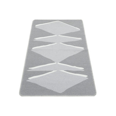 Elegant Flatweave Area Rug, 2.5 x 6.0 Feet, 100% Cotton, Grey & White | No Pile, 33.5 Oz/Sq Ft | Machine Washable at 86°F, Vacuum Friendly, Stain Resistant | Perfect for Living Room, Bedroom & Hallways