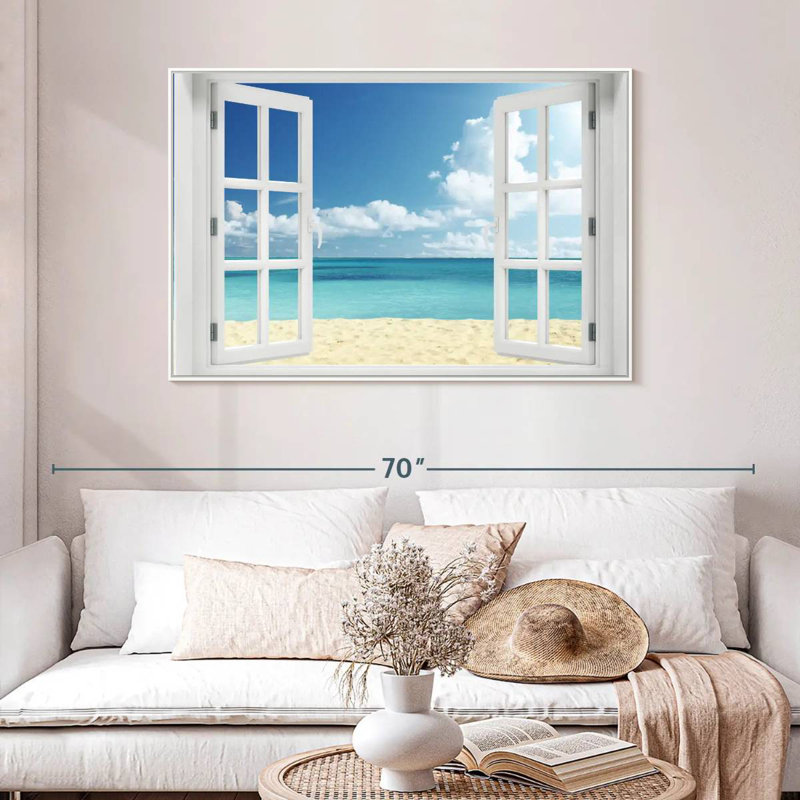Fenêtre à distance Azemar, 46 po x 31 po, Cadre flottant blanc