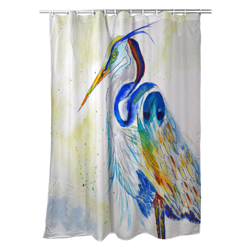 Rideau de douche simple aquarelle héron