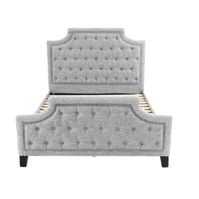 Gray Size Bed With Comfortable Polyfiber And Solid Composite Wood Quality Fabric Robust Frame