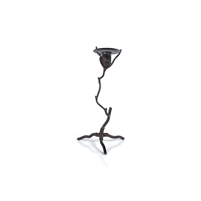 Twig Design Wrought Iron Candleholder, 11" H x 4.5" W x 4.5" D 
