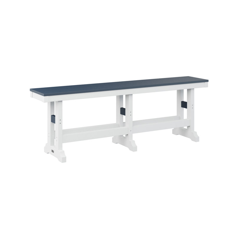 Banc de 66 po Berlin Classic, Bleu marine / blanc, H 18 po x l 66 po x P 12,5 po