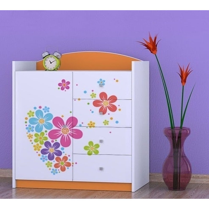 Niemi Kids 4 - Drawer Combo Dresser, Orange