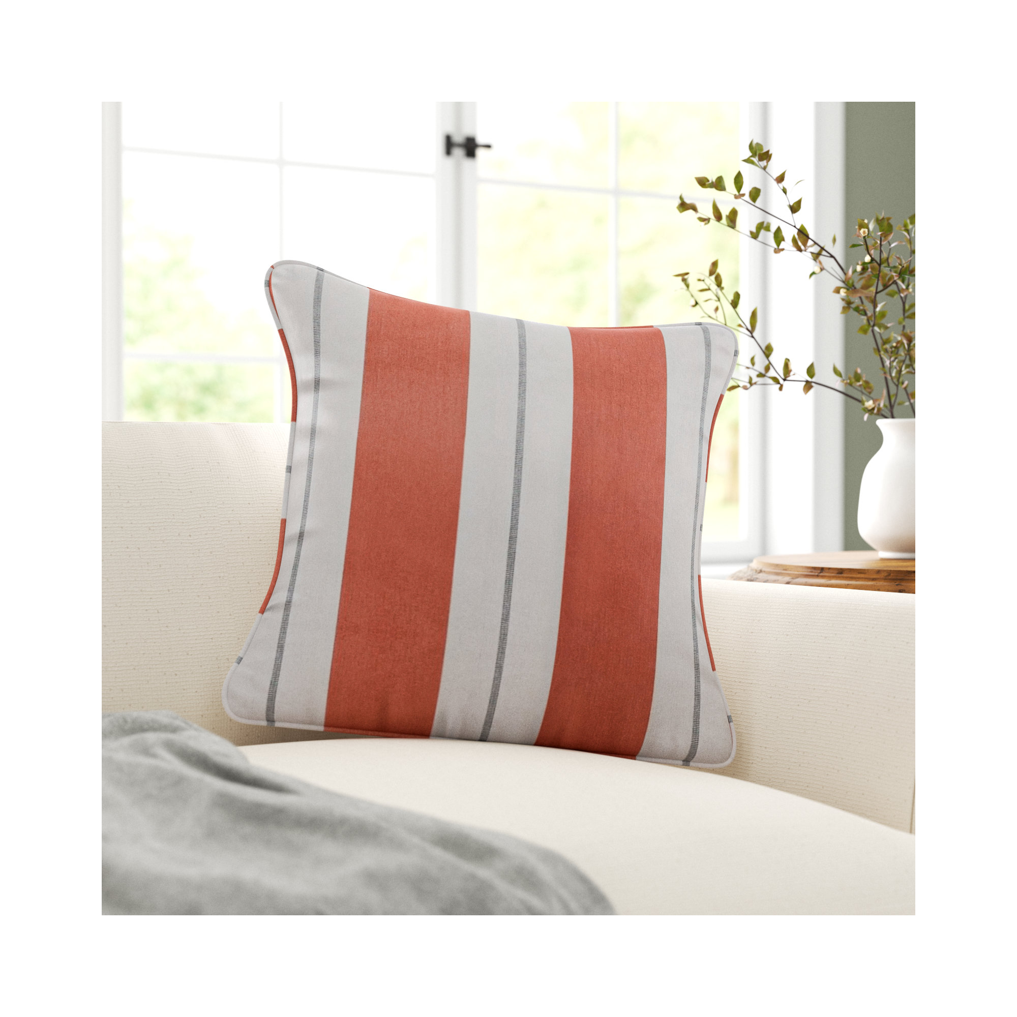 Gazelle Striped Sunbrella® Indoor/Outdoor Throw Pillow, Blue, 18" x 18"