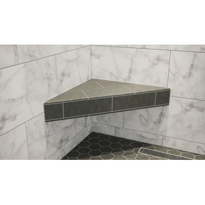 18in. × 18in. × 4in. The Original Floating Corner Shower Bench Kit® with Wedi® Building Boards by Original Granite Bracket®