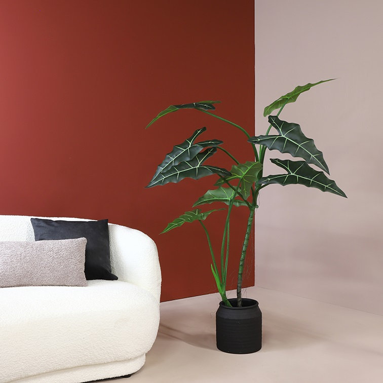 Faux Alocasia Plant in Planter, 170cm H x 120cm W x 120cm D, 37
