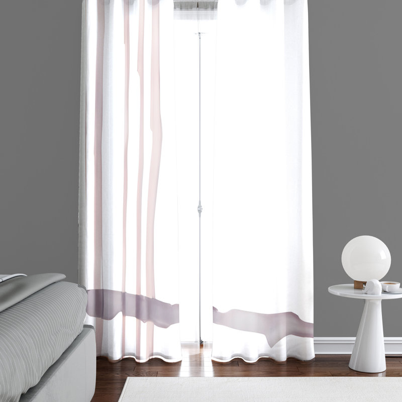 Paire de rideaux semi-transparents en polyester Diandria, L 56 po x L 78 po