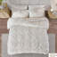 Couette en coton chenille 3 pièces double / grand, chic et blanc avec attaches et couvre-boutons-125962711-125962710