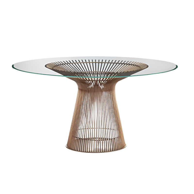Table de salle à manger Palma de 48 po de diamètre, H 30 po x l 48 po x P 48 po, Transparent / Doré
