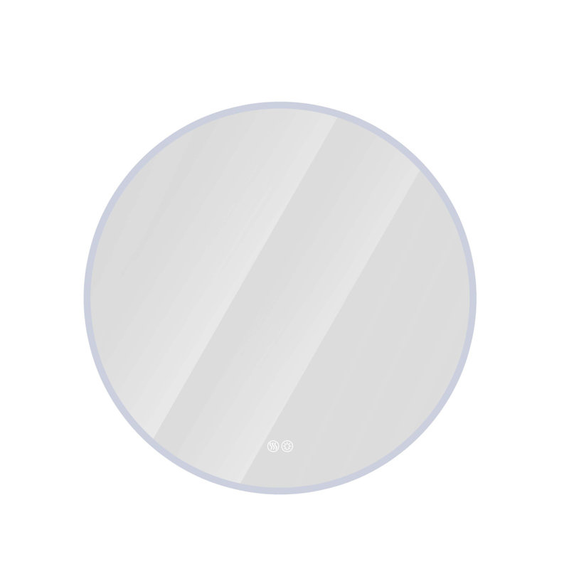 Miroir rond de salle de bain 32 po à DEL avec meuble-lavabo mural, anti-buée, 3 lumières réglables à température de couleur et à intensité variable, miroir de maquillage pour la chambre à coucher et la salle de bain, miroir intelligent pour la d?