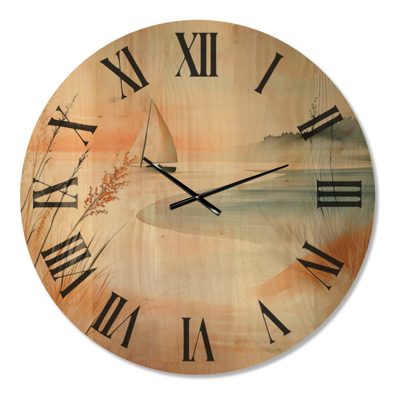 Grande horloge murale en cuivre Copper Dune Shore, imprimée sur bois, Extra Large