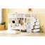 Lit double superposé double au-dessus d'un lit simple blanc avec rangement fonctionnel et espace d'étude - Améliorez votre bureau de chambre à coucher, idéal pour un rangement soigné-733450067-733450076