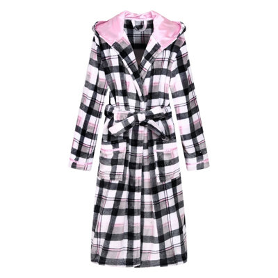 Alim Polyester Fleece Girl / Woman+ Mid-Calf Bathrobe with Pockets and Hood for Kids